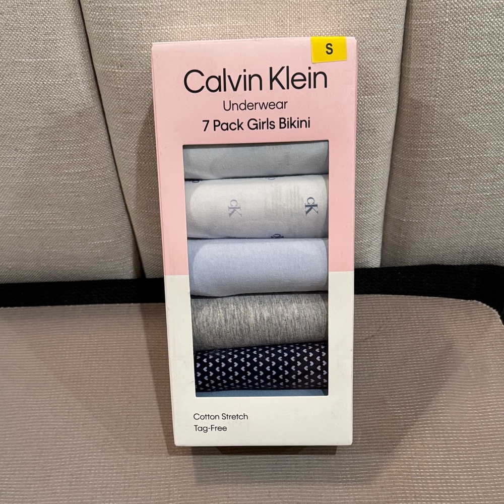 Calvin Klein Girls Bikini Underwear 7 Pack - Blue, Gray, White